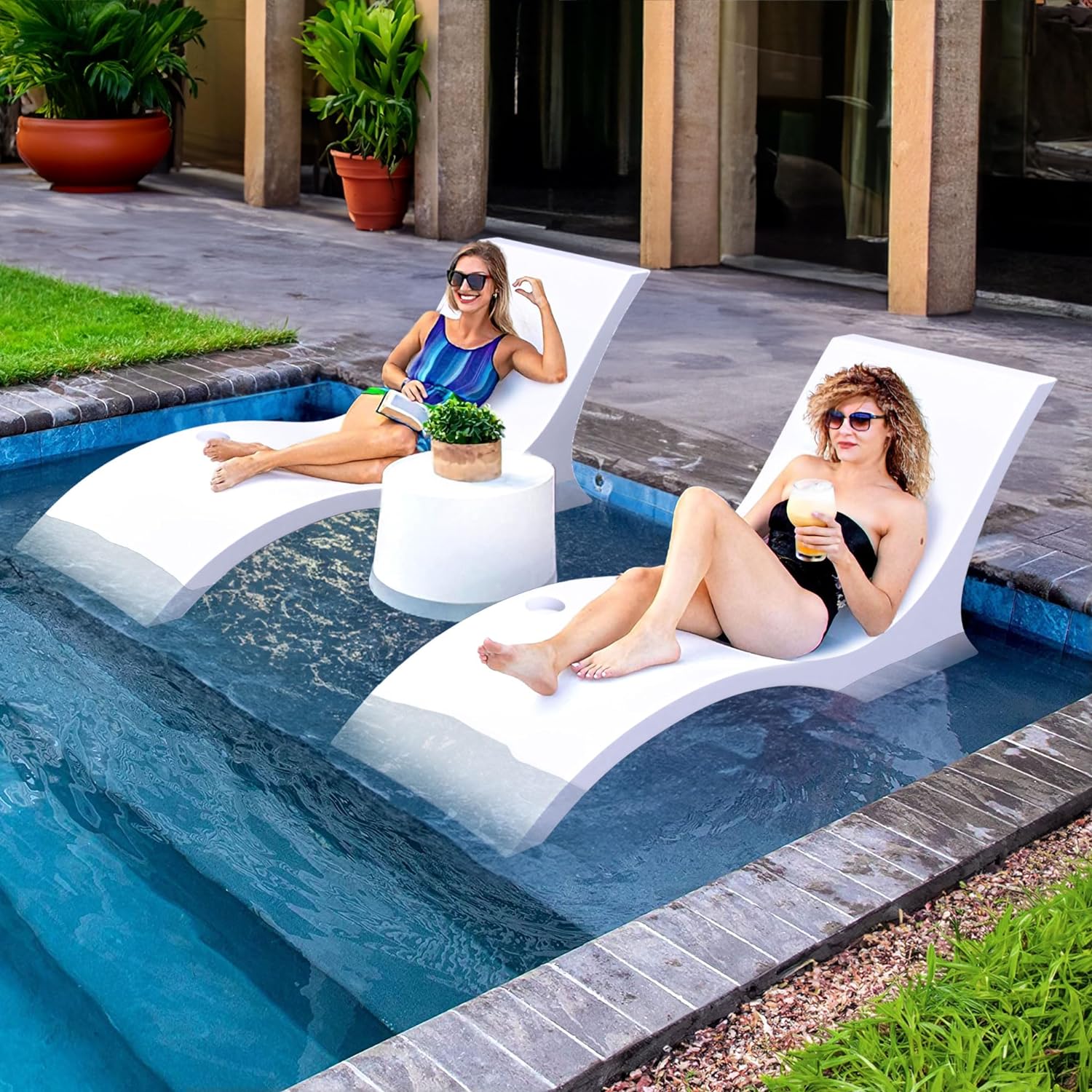 LUX in-Pool Lounge Chairs - Premium Shelf Lounge - Up to 9" in The Water and 16,000 Hours in The Sun